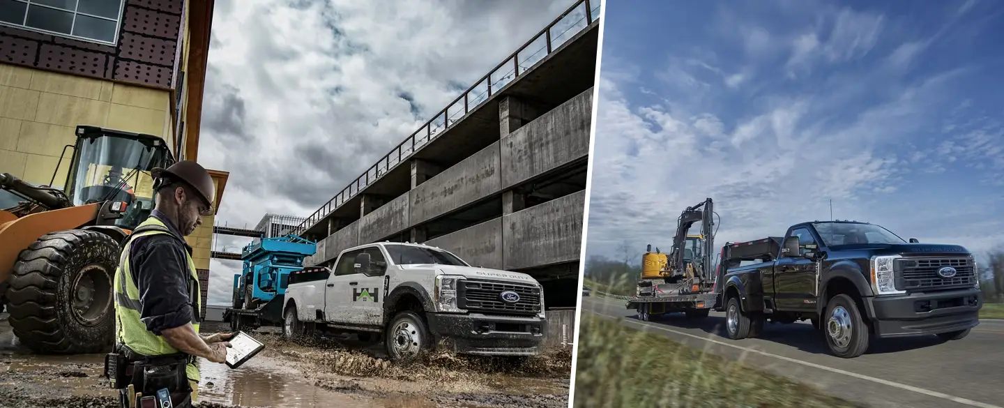 Super-Duty tractant une grosse charge sur chantier comme sur la route