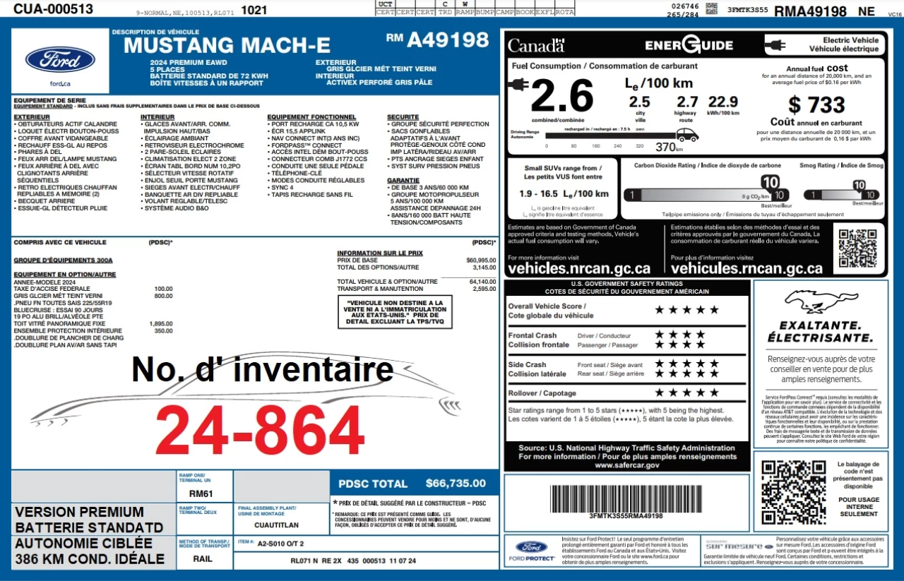 2024 Ford Mustang Mach-E Premium AWD Image principale