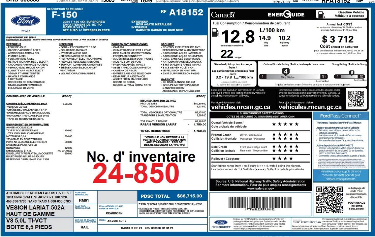 2024 Ford F-150 LARIAT Image principale