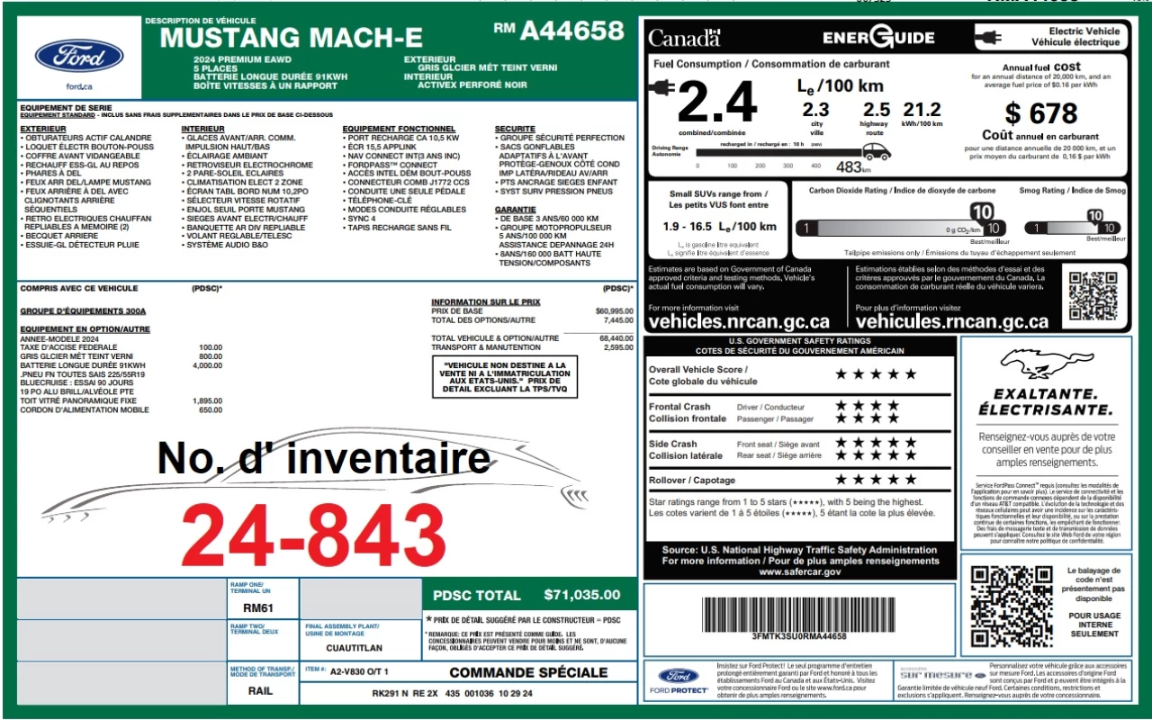 2024 Ford Mustang Mach-E PREMIUM AWD Image principale