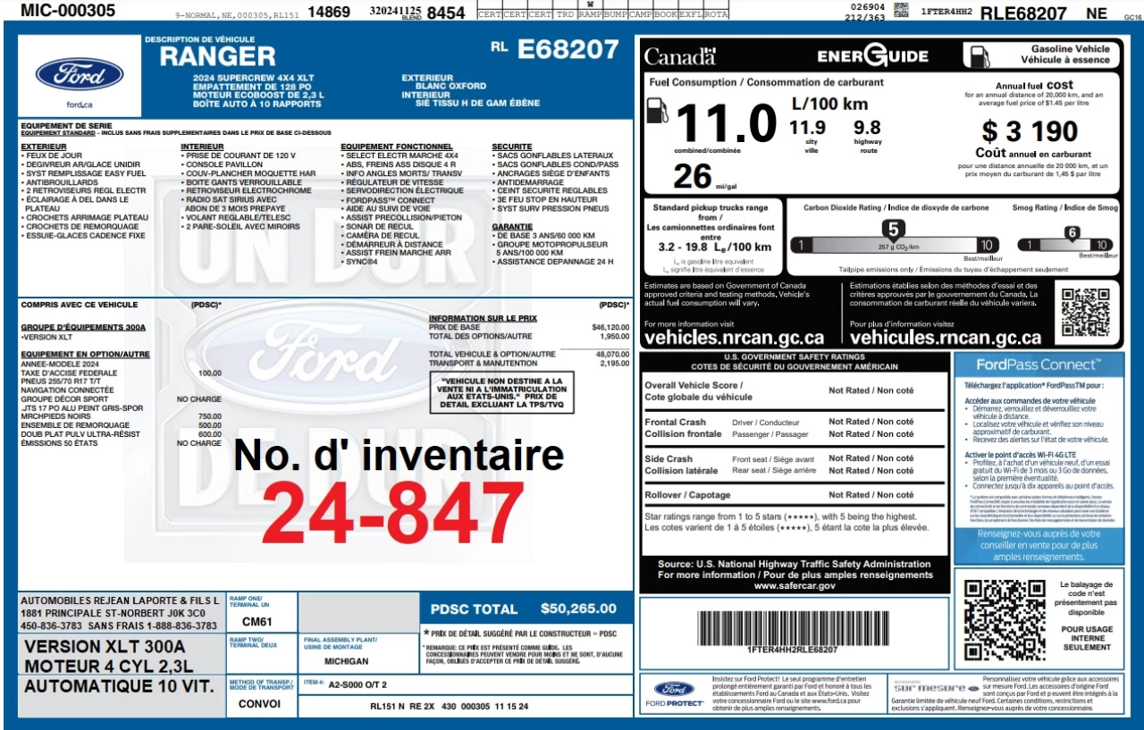 2024 Ford Ranger XLT Main Image