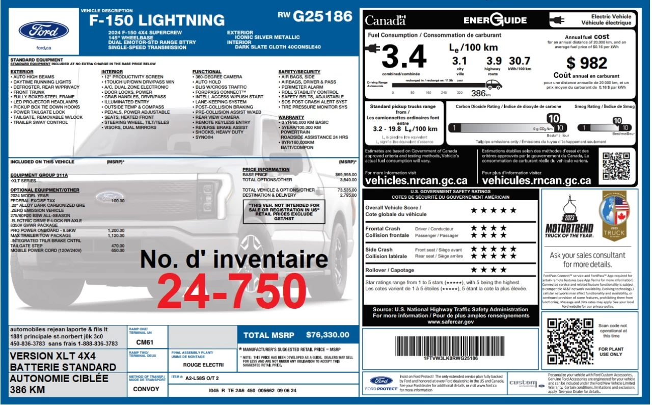 2024 Ford F-150 Lightning XLT 4x4 Main Image