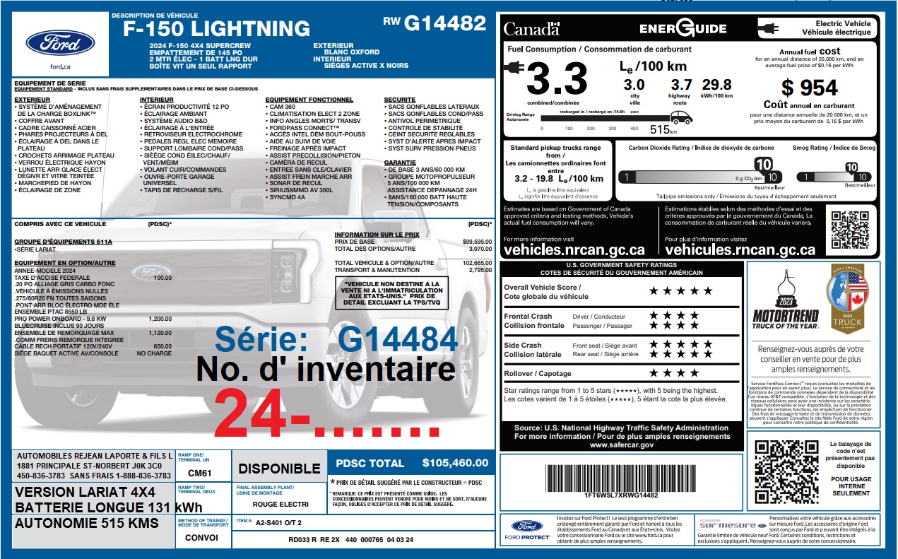 2024 Ford F-150 Lightning LARIAT Main Image