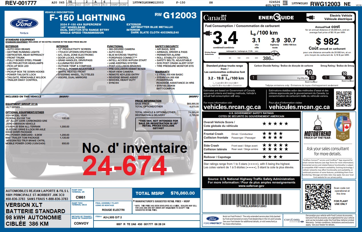 2024 Ford F-150 Lightning XLT Main Image