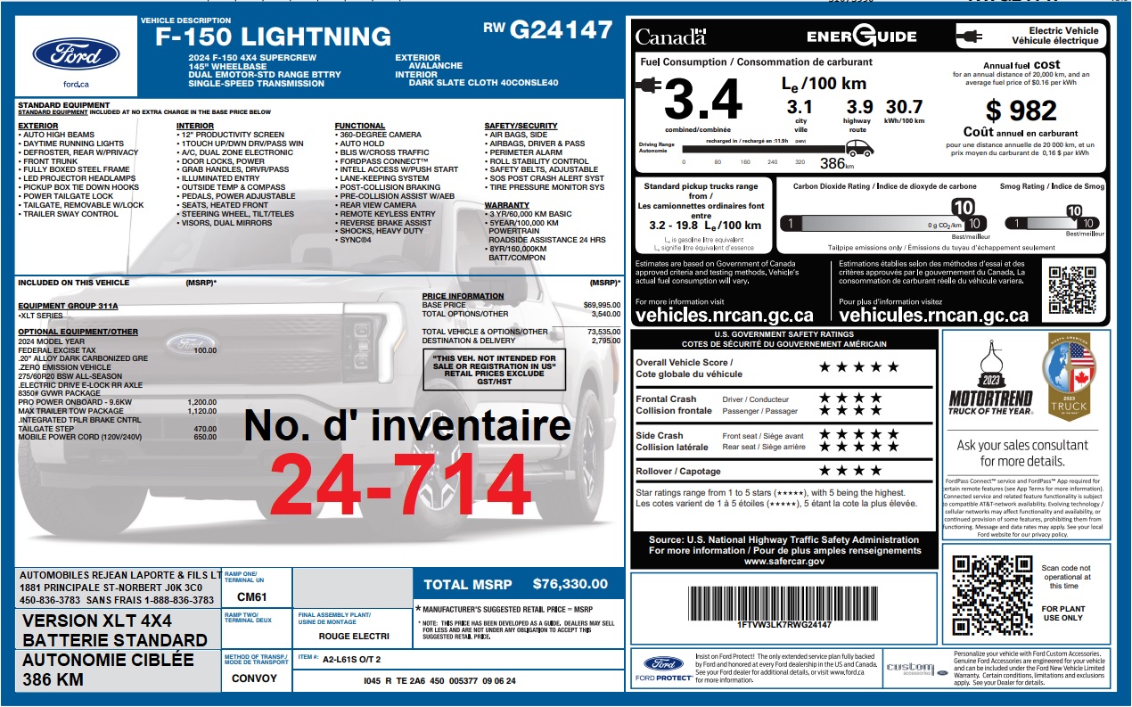 2024 Ford F-150 Lightning XLT Main Image