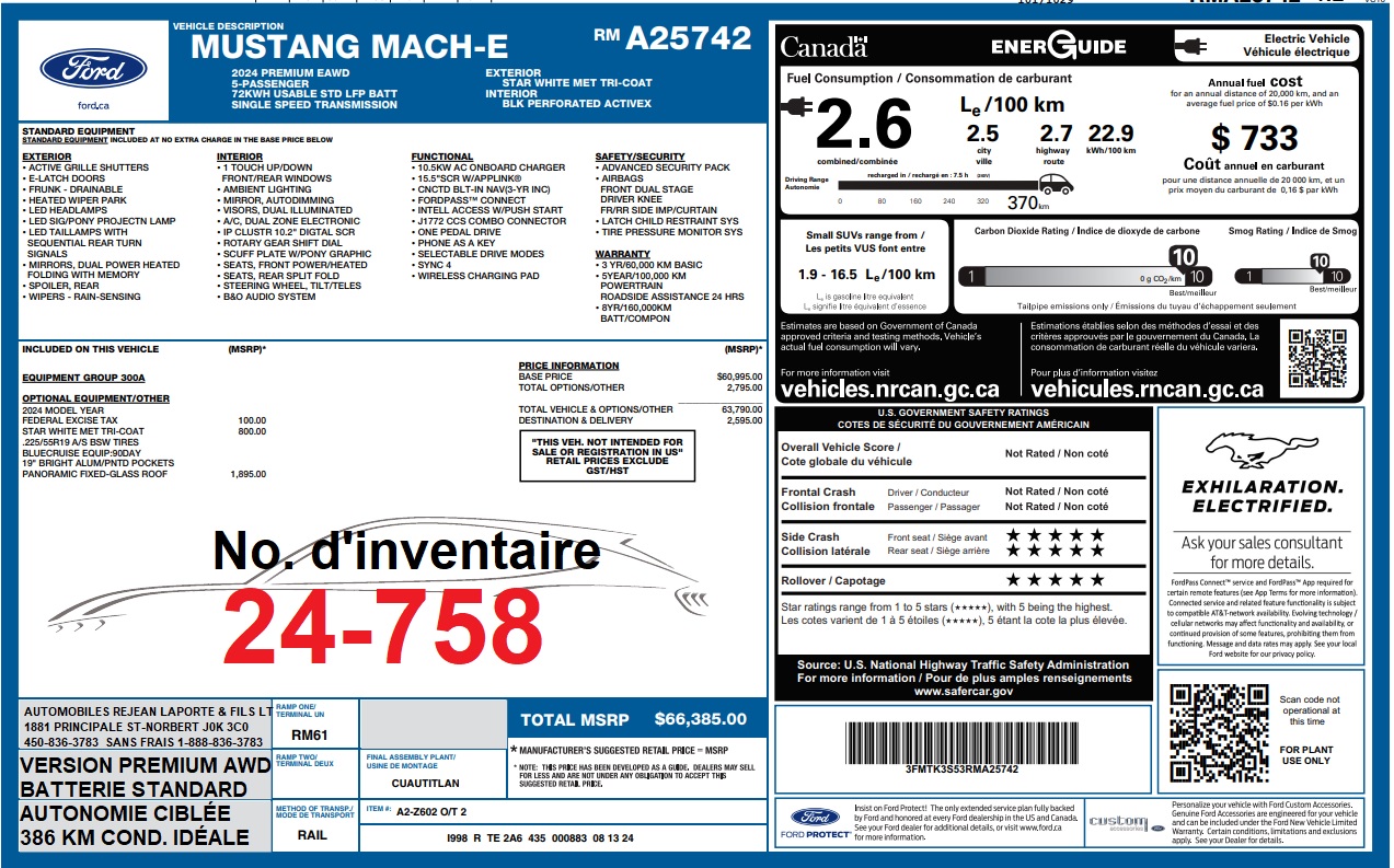 2024 Ford Mustang Mach-E Premium AWD Main Image