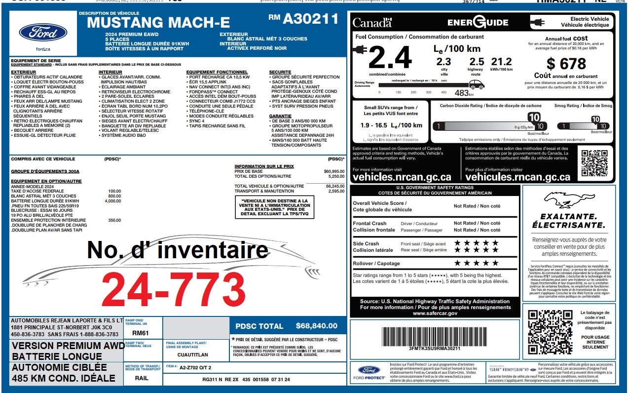 2024 Ford Mustang Mach-E Premium AWD Main Image