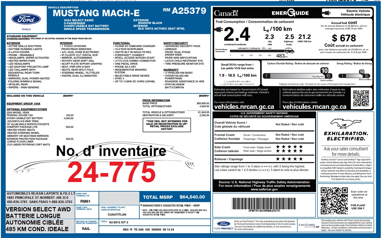 2024 Ford Mustang Mach-E SELECT AWD Main Image