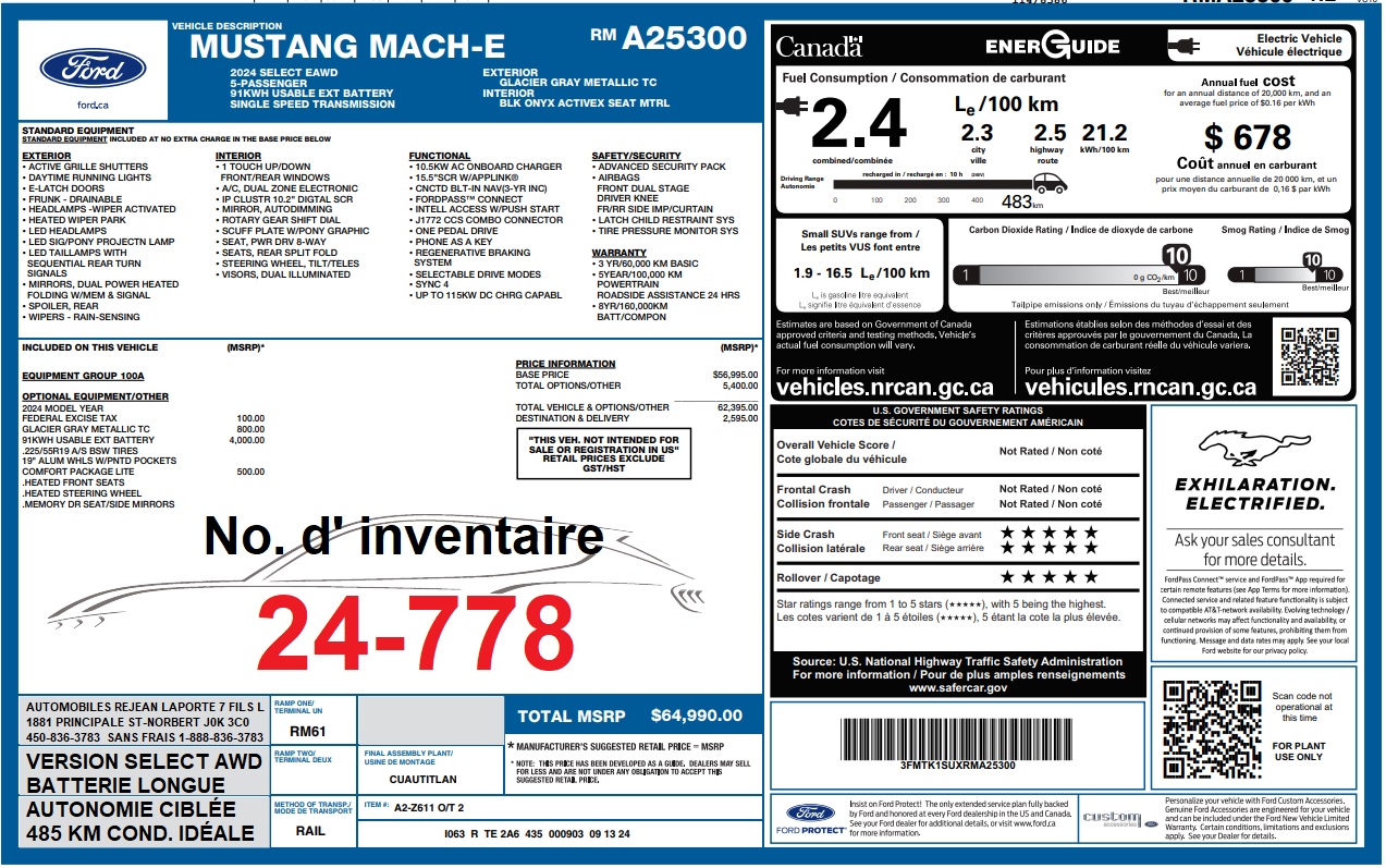 2024 Ford Mustang Mach-E SELECT AWD Main Image