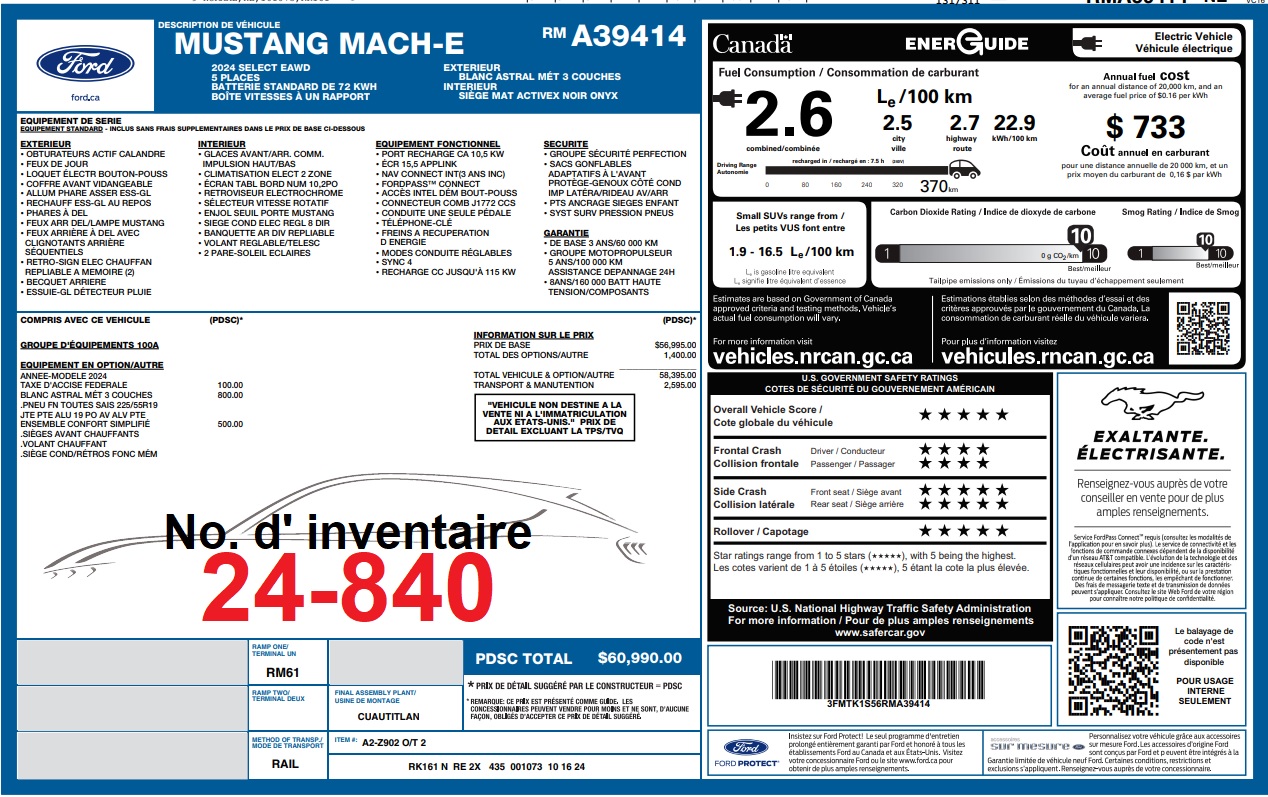 2024 Ford Mustang Mach-E SELECT AWD Main Image