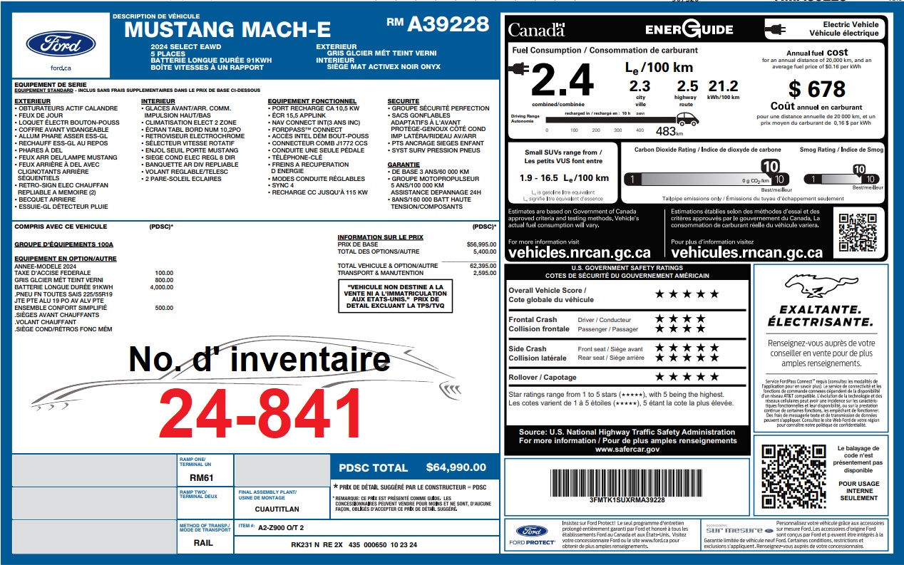 2024 Ford Mustang Mach-E SELECT AWD Main Image