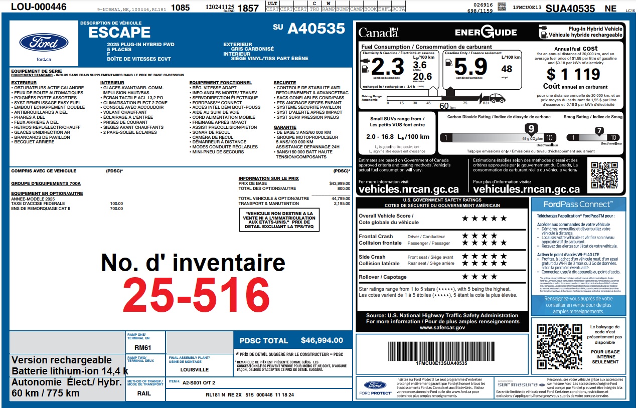 2025 Ford Escape PHEVv FWD Main Image