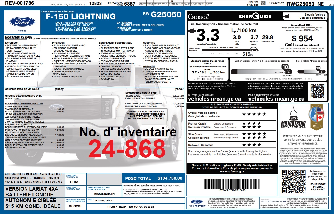 2024 Ford F-150 Lightning Lariat 4x4 Main Image