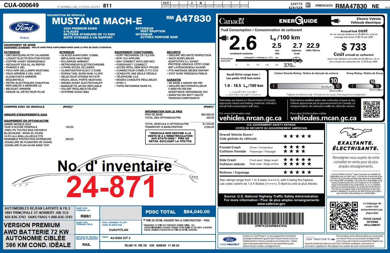 2024 Ford Mustang Mach-E Premium AWD Main Image