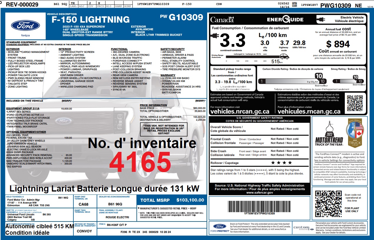 2023 Ford F-150 Lightning Lariat AWD Main Image